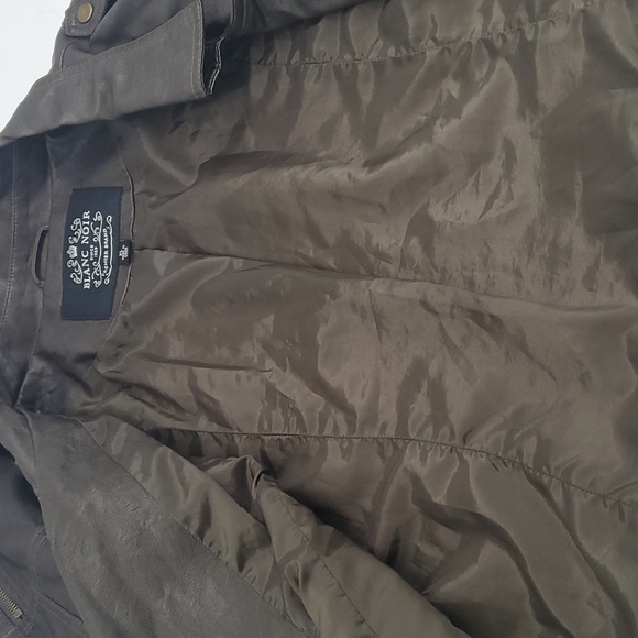 Blank Noir Vegan Leather Moto Jacket Extra Large XL Dark Green - Picture 15 of 16
